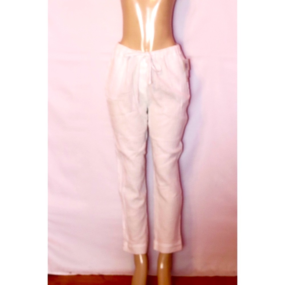 MAGASCHONI BRAND WHITE DRAWSTRING COTTON SLIM LEG PANT MED